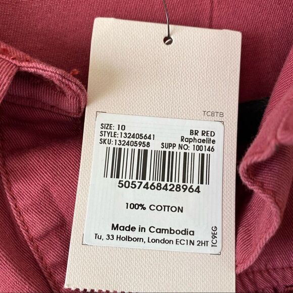 Tu - Brick Red Ruffle Button Down Shirt - Small - Picture 8 of 8